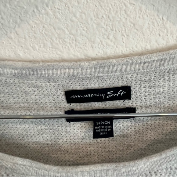 American Eagle Outfitters Ahh-Mazingly soft oatmeal gray sweater navy stripe S - Picture 3 of 7